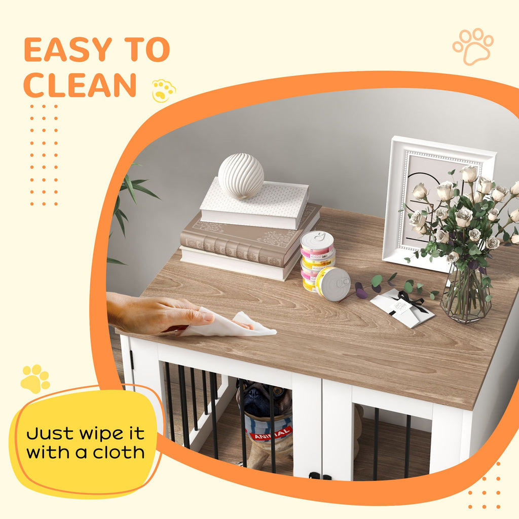 Dog Crate Furniture, Side Table Indoor Dog Kennel, End Table with Lockable Door for Small and Medium