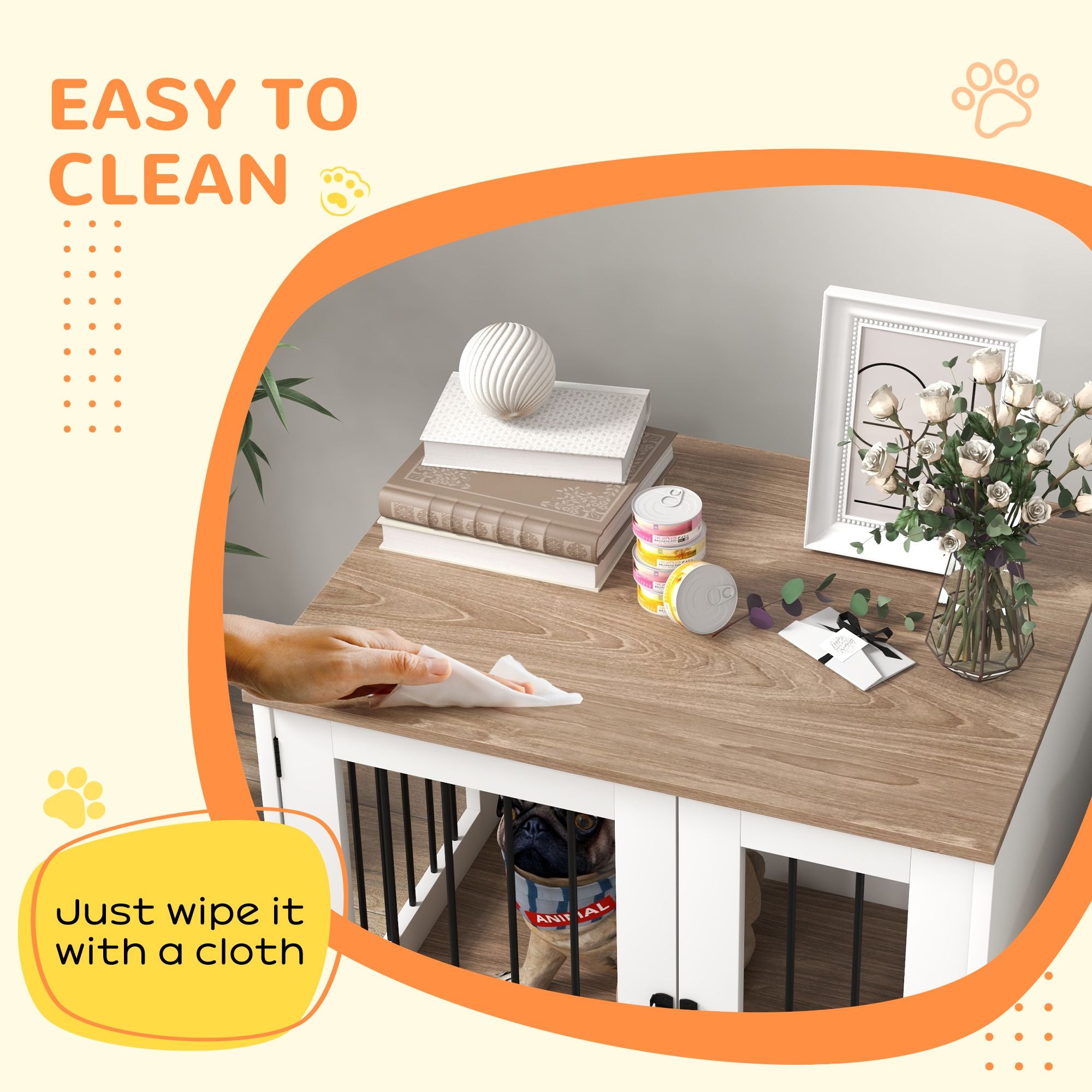 Dog Crate Furniture, Side Table Indoor Dog Kennel, End Table with Lockable Door for Small and Medium
