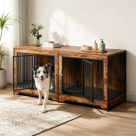 Dog Crate Furniture with Adjustable Divider