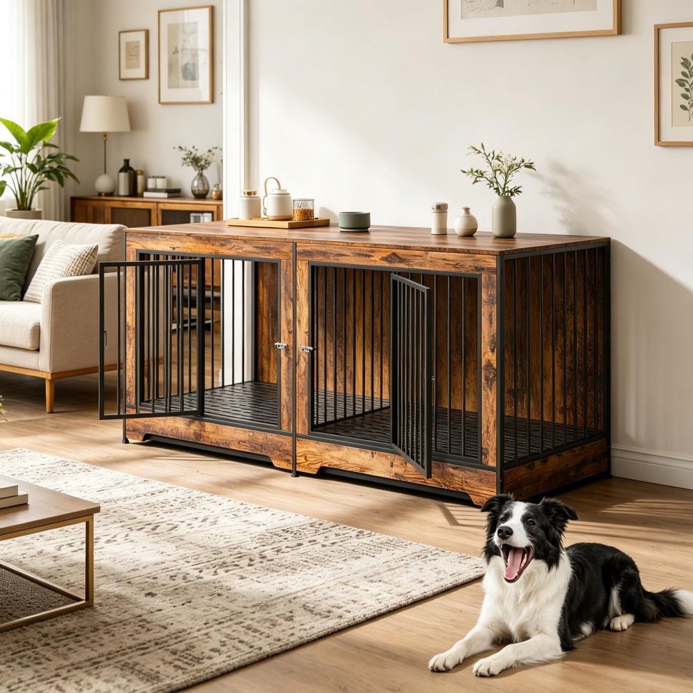 Dog Crate Furniture with Adjustable Divider