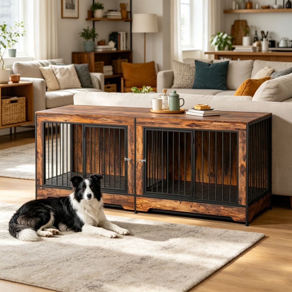 Dog Crate Furniture with Adjustable Divider