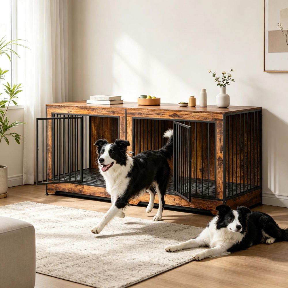 Dog Crate Furniture with Adjustable Divider