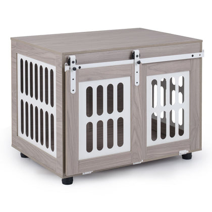 Dog Crate Furniture with Sliding Barn Door for Small/Medium Dogs