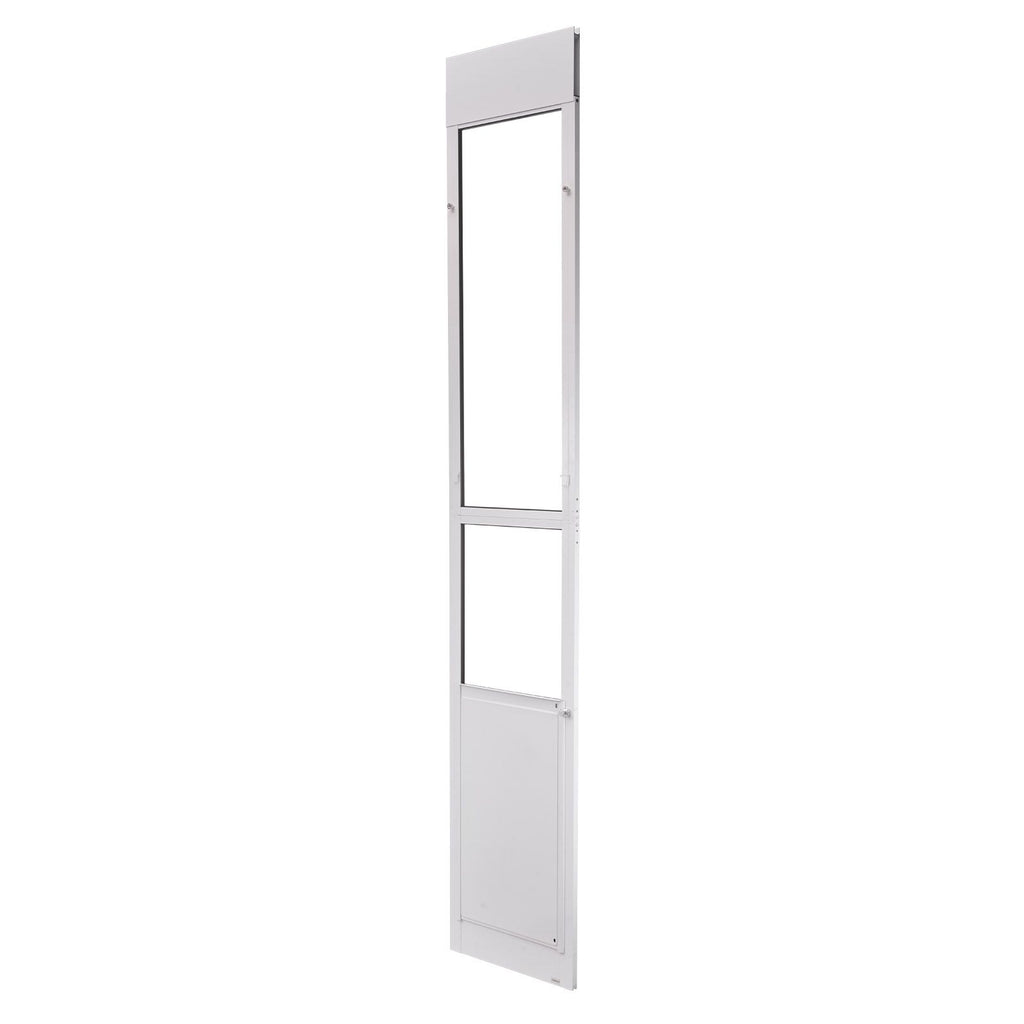 Dog Door for Sliding Glass Door, 91 to 96 in Adjustable Height, Aluminum Alloy Frame with Metal Rotating Hinges, Lock Design, 13 5/8 x 23 5/8 in Flap, Sliding Glass Pet Door for Renters