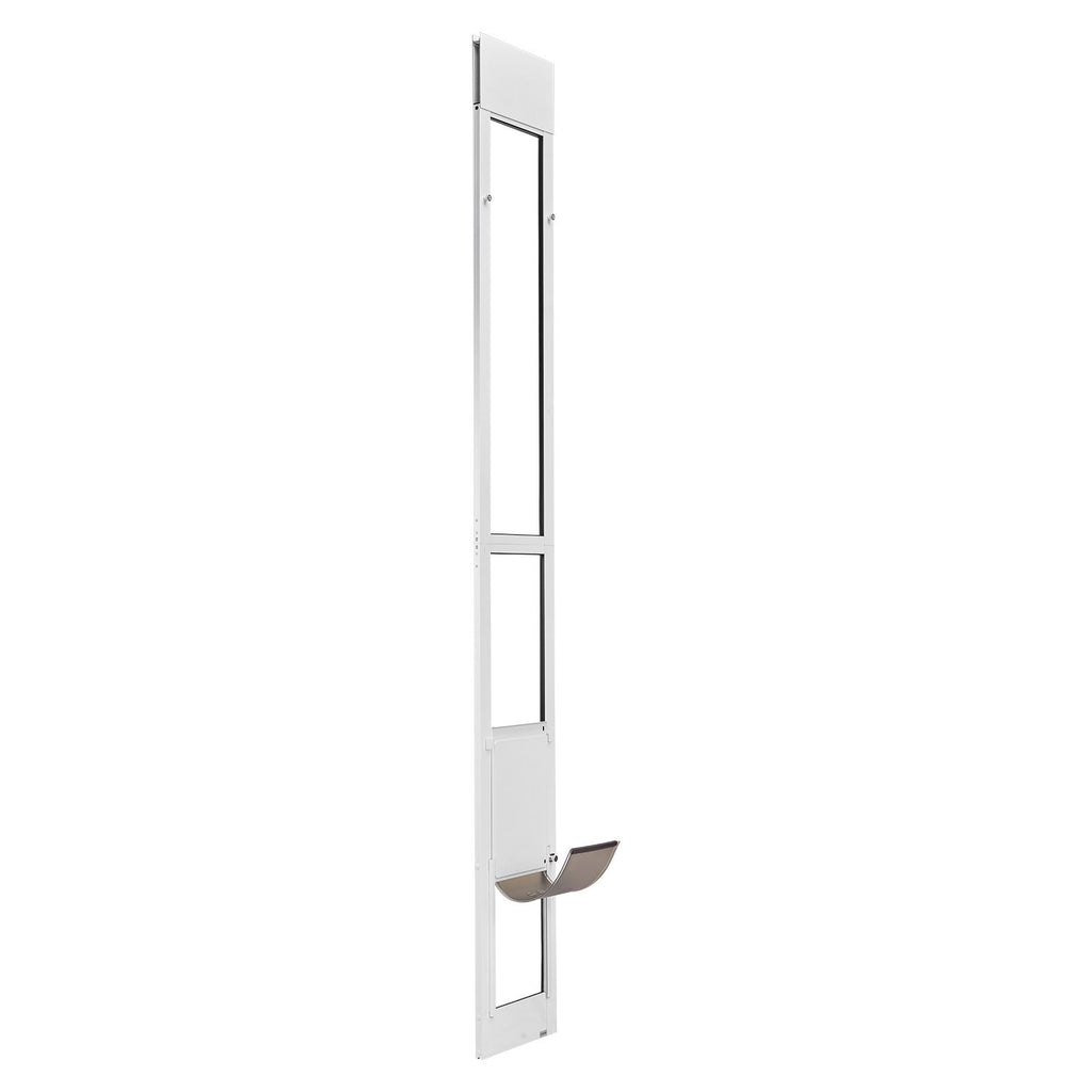 Dog Door for Sliding Glass Door, 91 to 96 in Adjustable Height, Aluminum Alloy Frame with Metal Rotating Hinges, Lock Design, 8 1/4 x 12 1/4 in Flap, Sliding Glass Pet Door for Renters