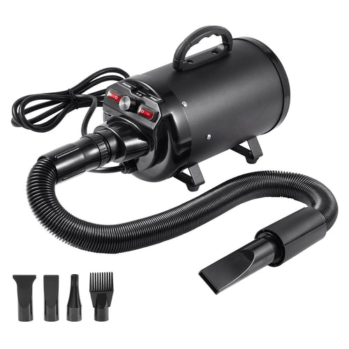 Dog Dryer, 2000W/2.7HP Dog Blow Dryer, Pet Grooming Dryer with Adjustable Speed and Temperature Control, Pet Hair Dryer with 4 Nozzles and Extendable Hose, Black