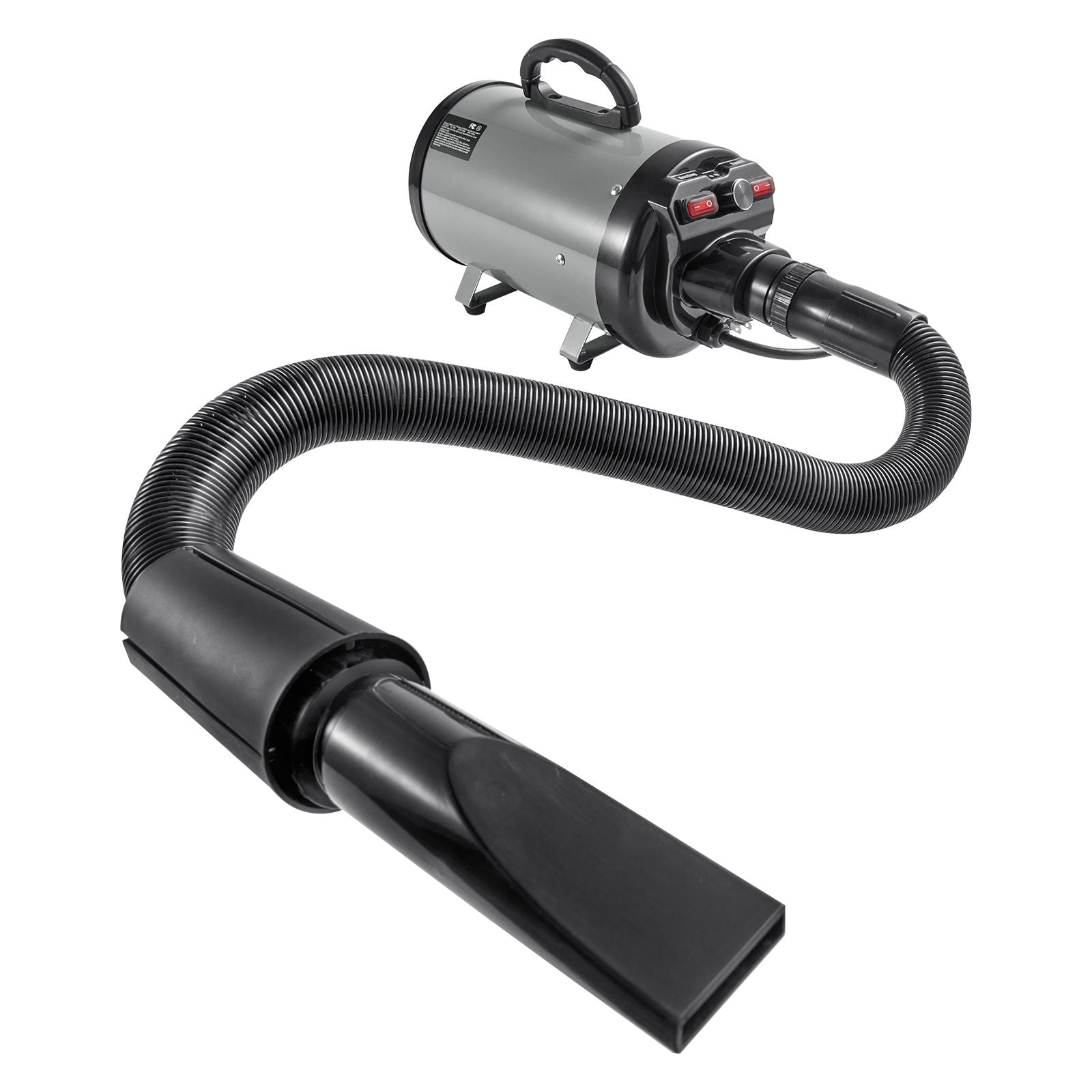 Dog Dryer, 2000W/2.7HP Dog Blow Dryer, Pet Grooming Dryer with Adjustable Speed and Temperature Control, Pet Hair Dryer with 4 Nozzles and Extendable Hose, Grey and Black