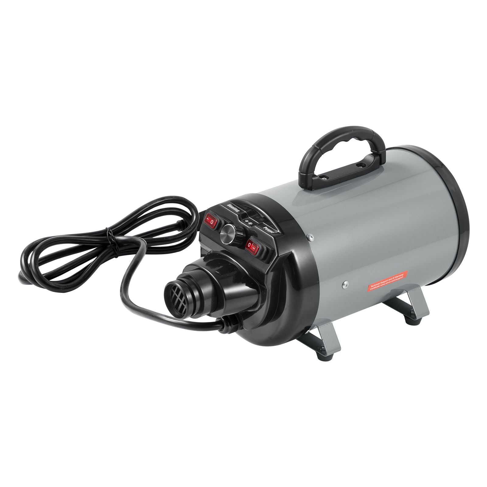 Dog Dryer, 2000W/2.7HP Dog Blow Dryer, Pet Grooming Dryer with Adjustable Speed and Temperature Control, Pet Hair Dryer with 4 Nozzles and Extendable Hose, Grey and Black