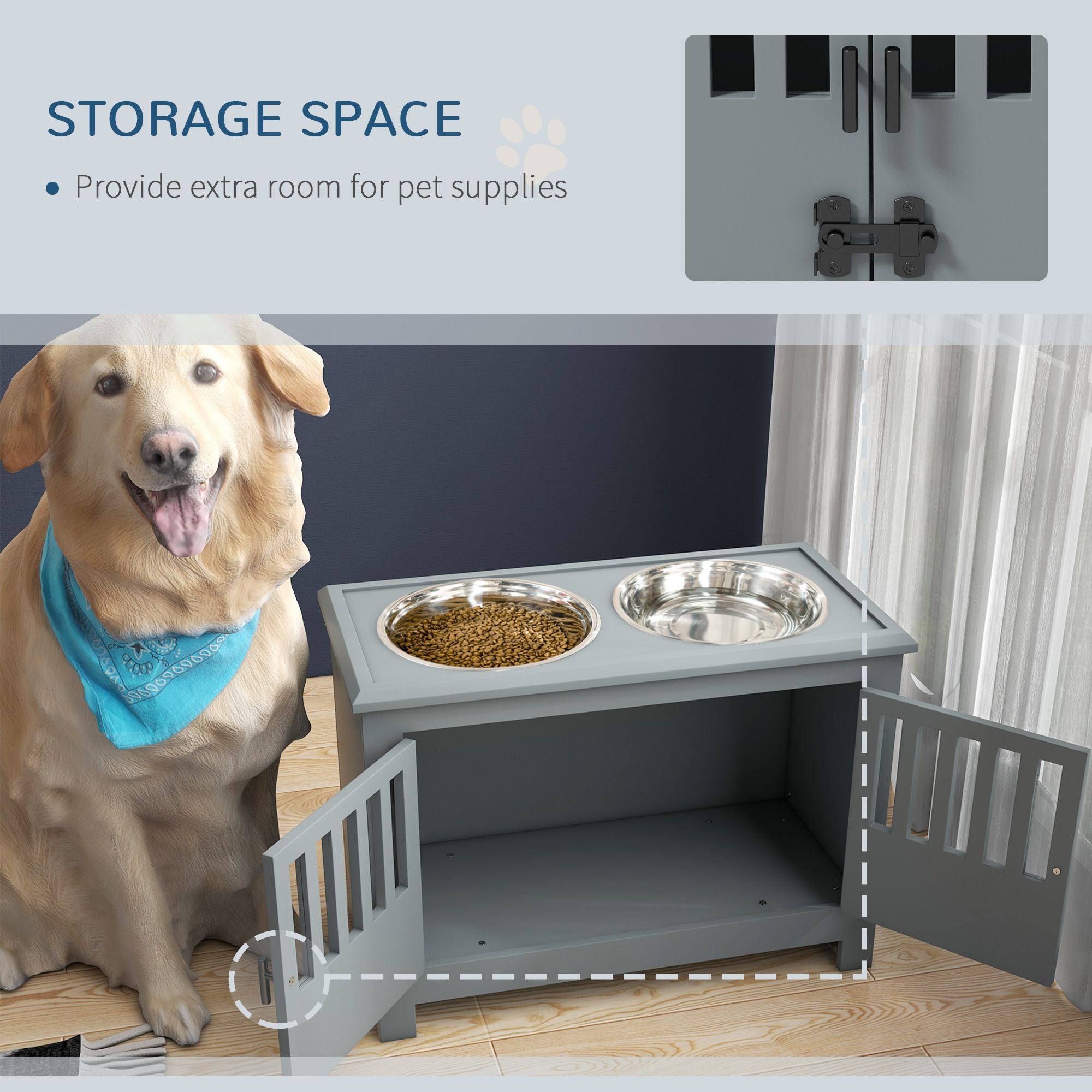 Elevate Your Dog's Mealtime with a Stylish Storage Cabinet & Feeding Station