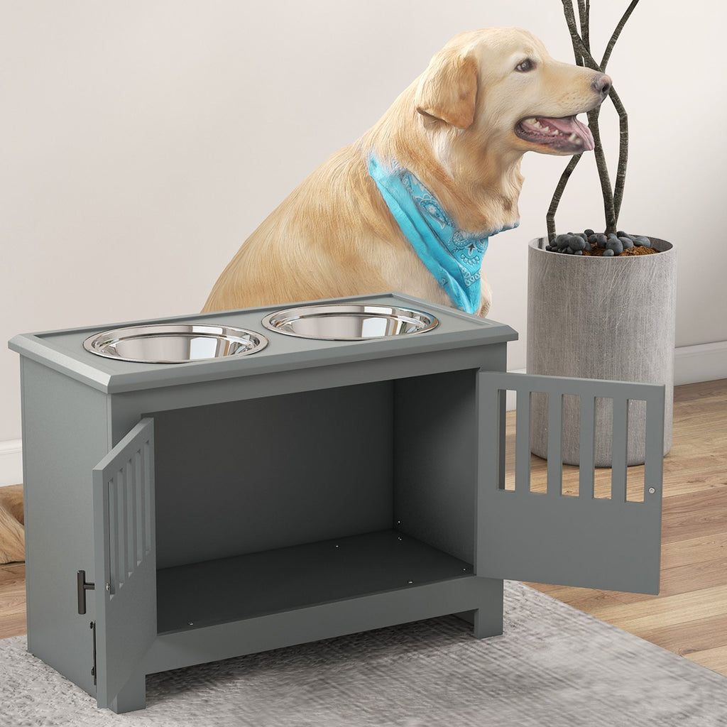 Elevate Your Dog's Mealtime with a Stylish Storage Cabinet & Feeding Station