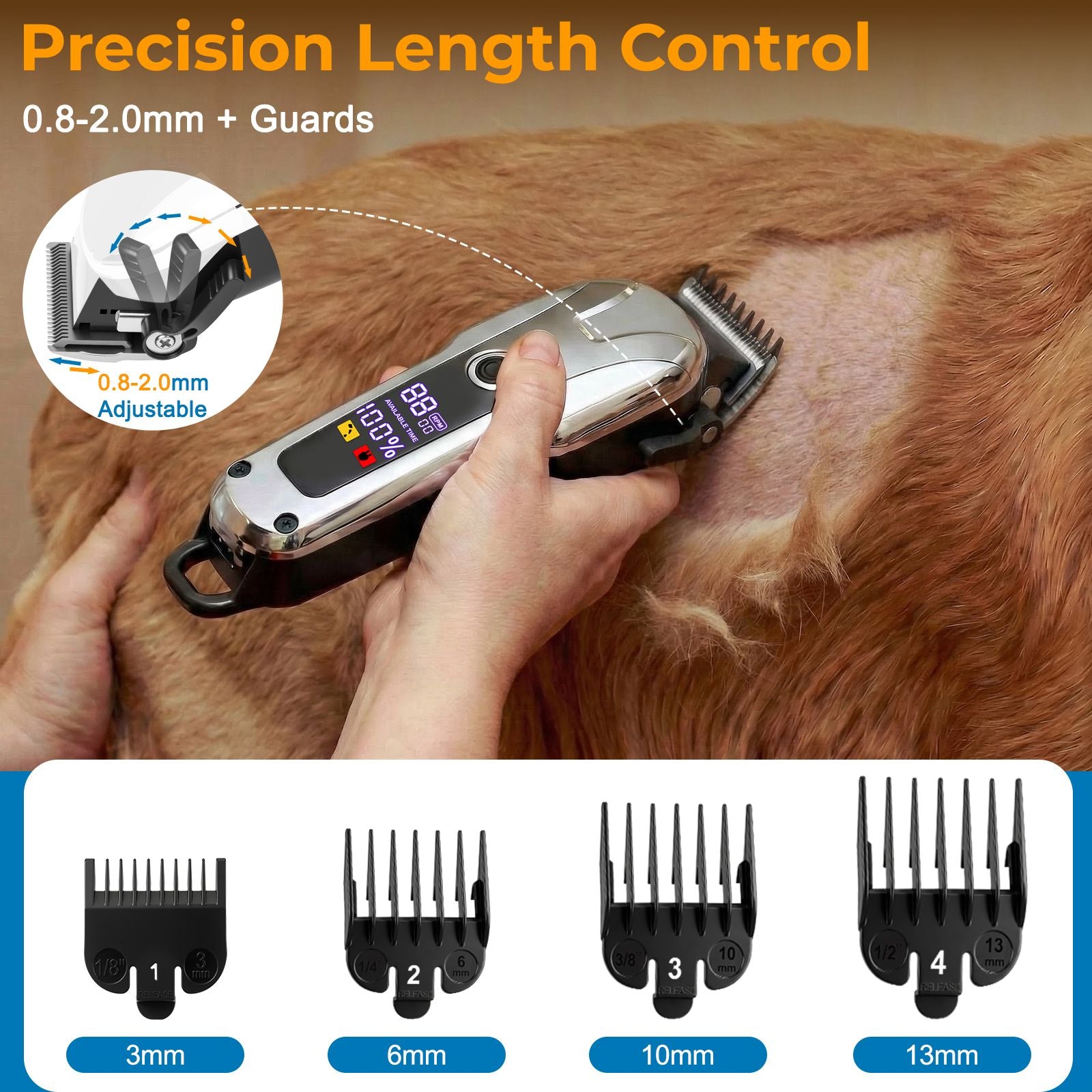 Salon-Quality Dog & Cat Grooming Trimmer – Adjustable, Quiet & Cordless