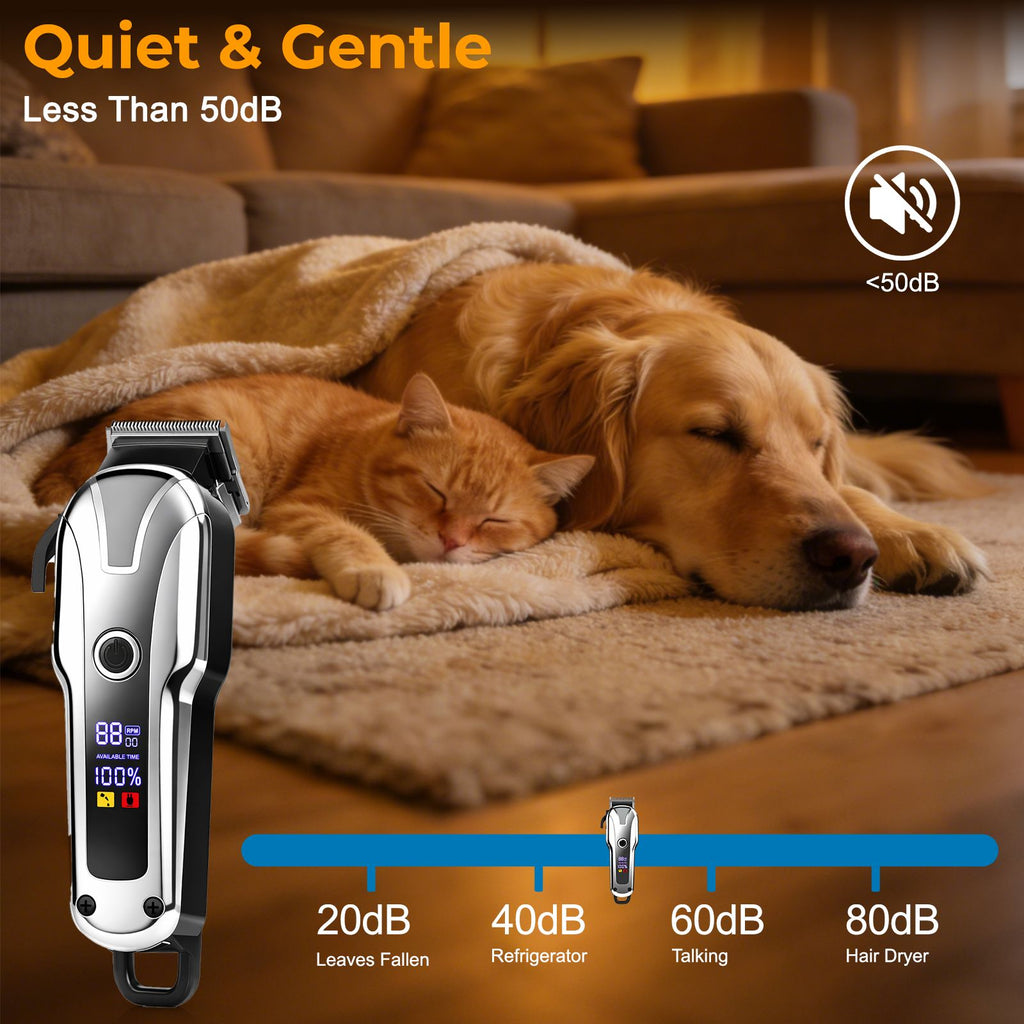 Salon-Quality Dog & Cat Grooming Trimmer – Adjustable, Quiet & Cordless