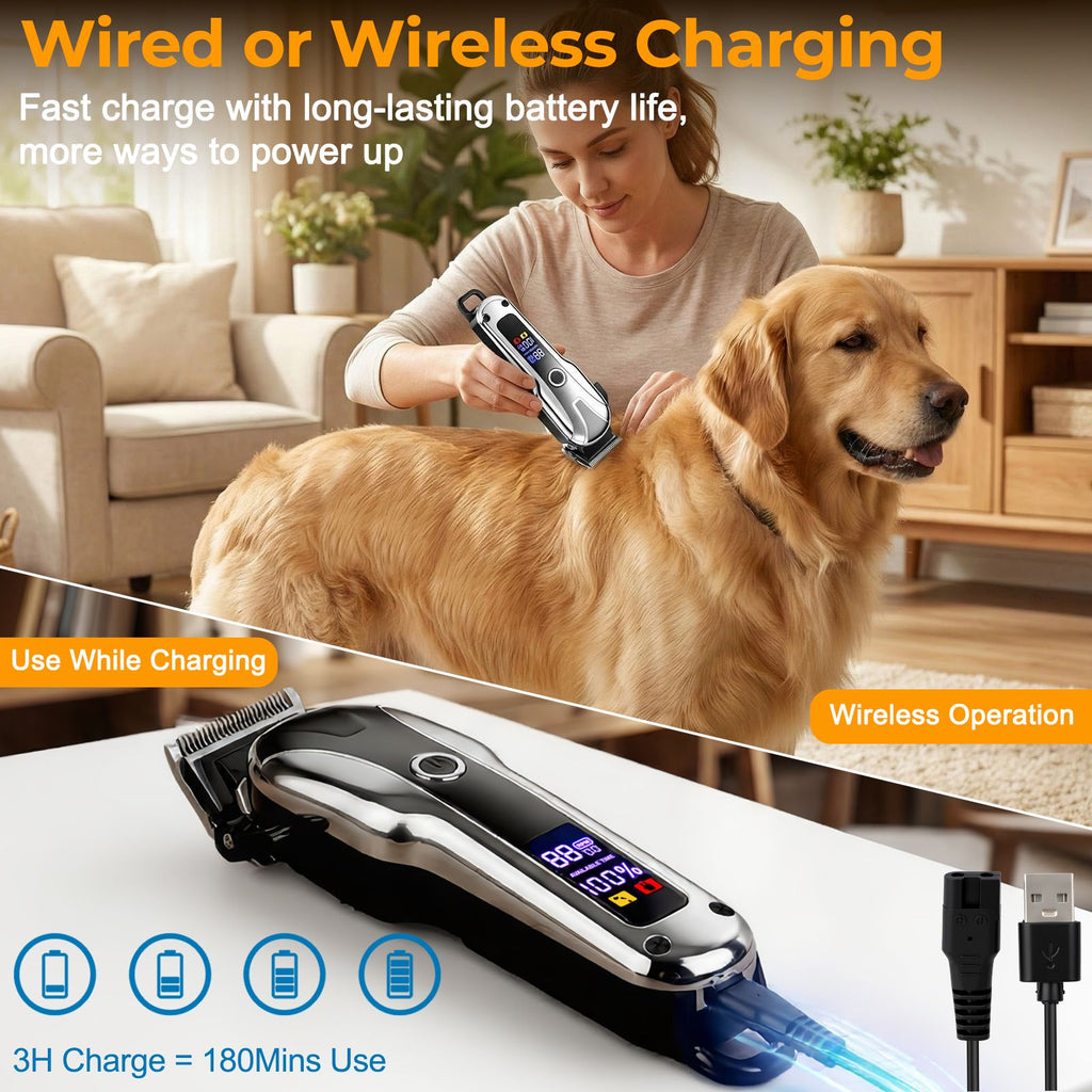 Salon-Quality Dog & Cat Grooming Trimmer – Adjustable, Quiet & Cordless