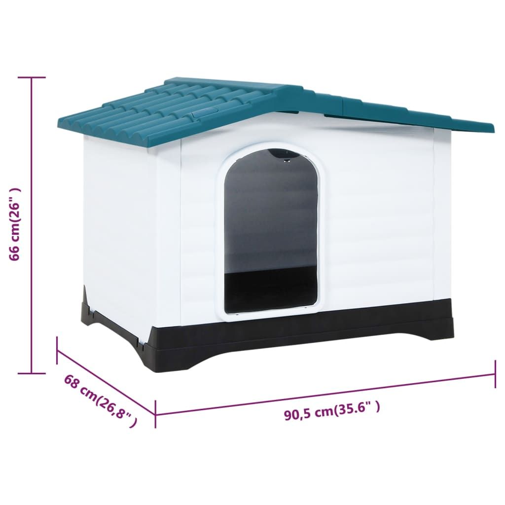 Dog House Blue, White, Black Polypropylene 35.6 x 26.8 x 26.0 in