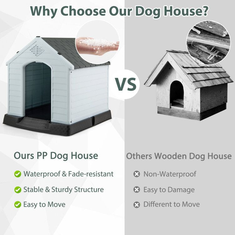Dog House for Small Dogs Waterproof Plastic with Elevated Floor