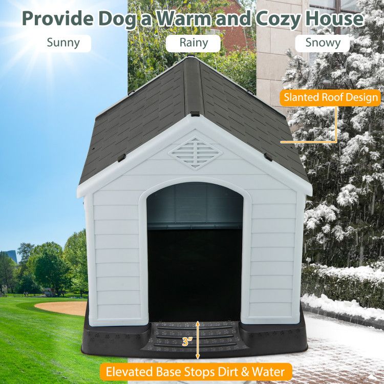 Dog House for Small Dogs Waterproof Plastic with Elevated Floor