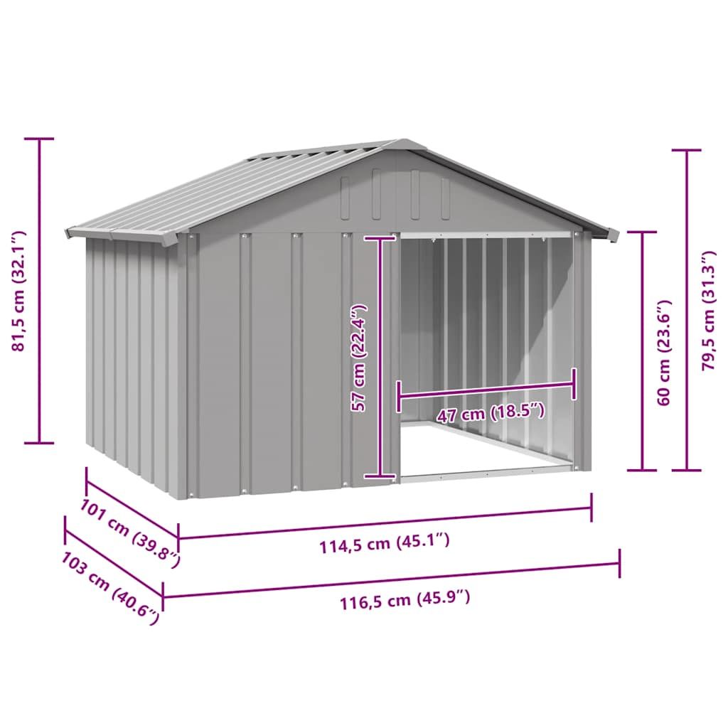 Dog House Gray 45.9"x40.6"x32.1" Galvanized Steel