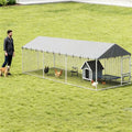 Large Outdoor Dog Kennel with Rotating Feeder and UV Canopy