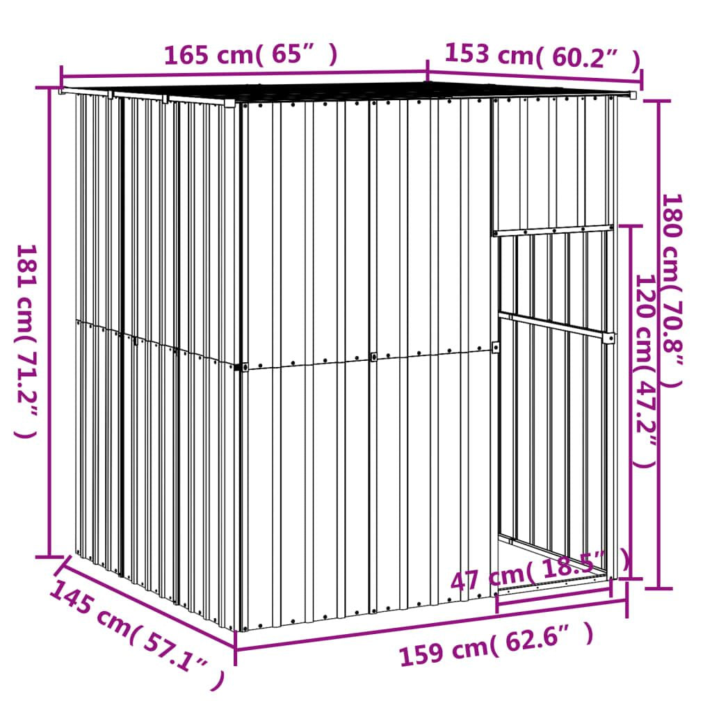 Dog House with Roof Anthracite 65"x60.2"x71.3" Galvanized Steel