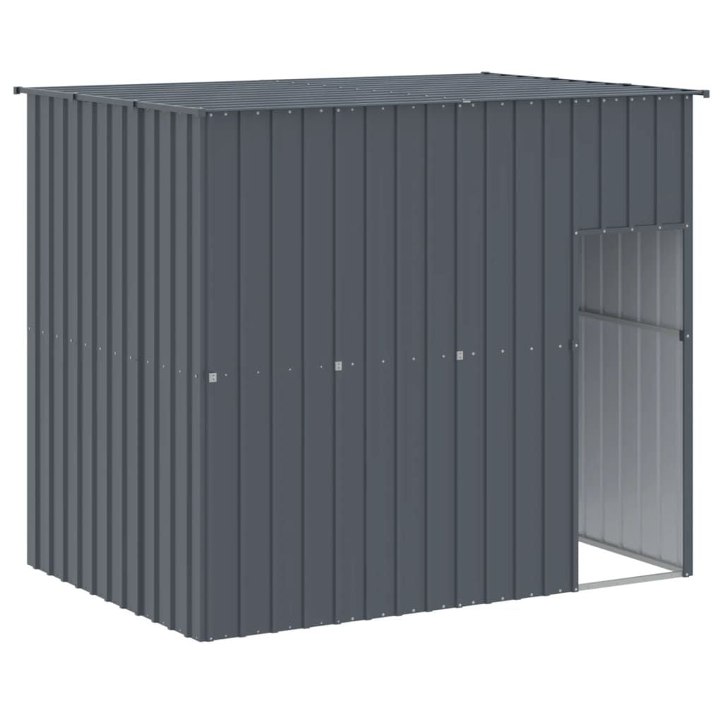 Dog House with Run Anthracite 84.3"x420.9"x71.3" Galvanized structured