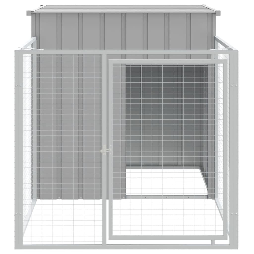 Dog House with Run Light Grey 43.3x79.1x43.3" Galvanised Steel