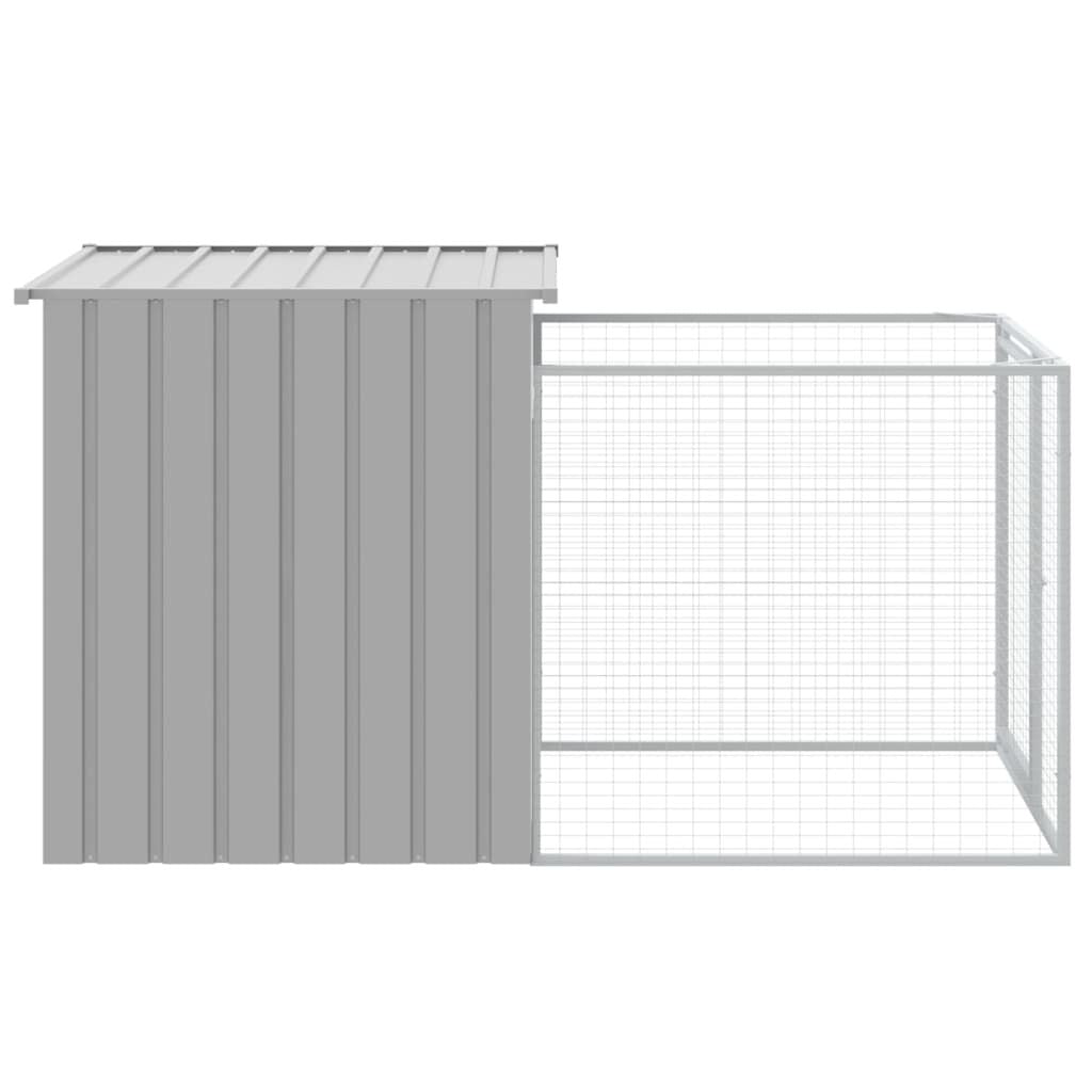 Dog House with Run Light Grey 43.3x79.1x43.3" Galvanised Steel