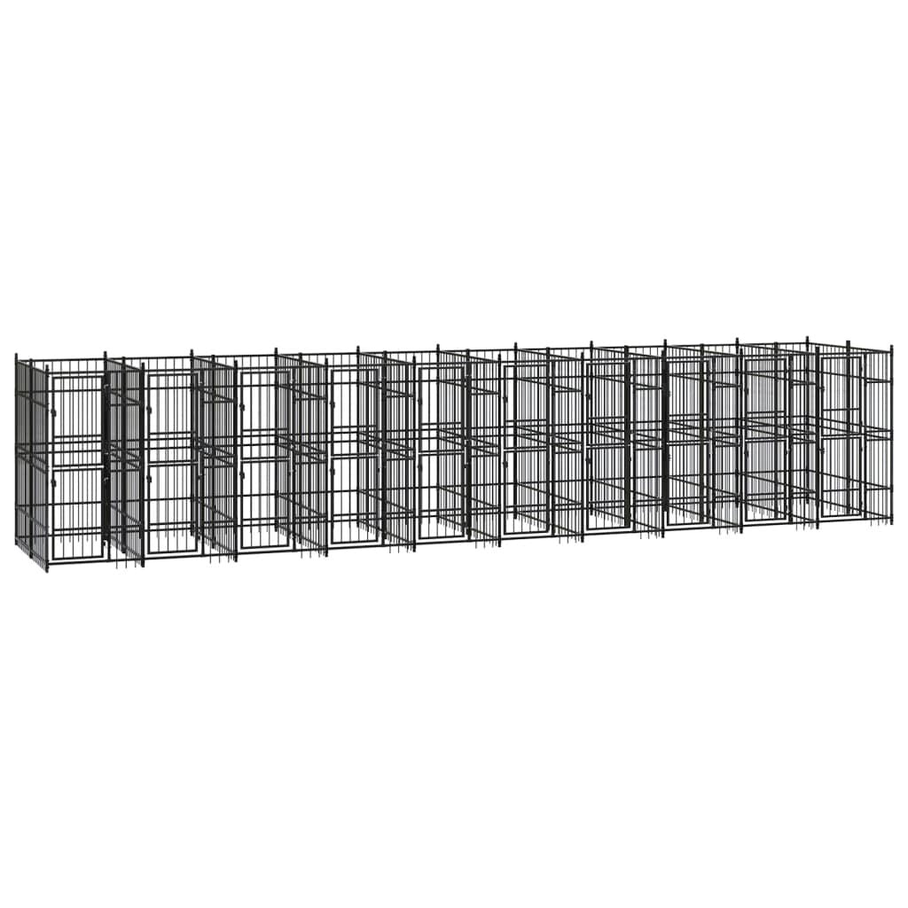 Dog Kennel Black Powder-coated steel 198.5 sq ft Durable