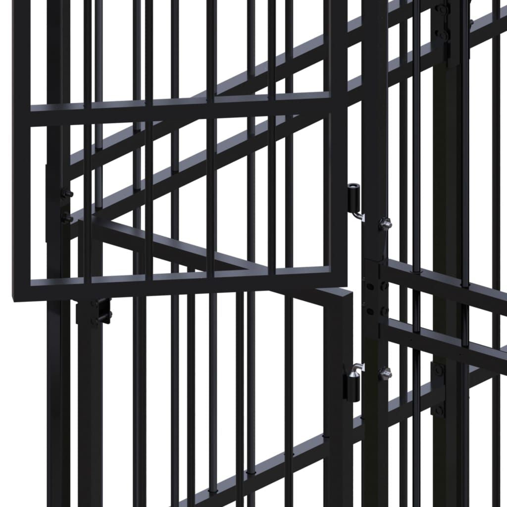 Dog Kennel Black Powder-coated steel 198.5 sq ft Durable