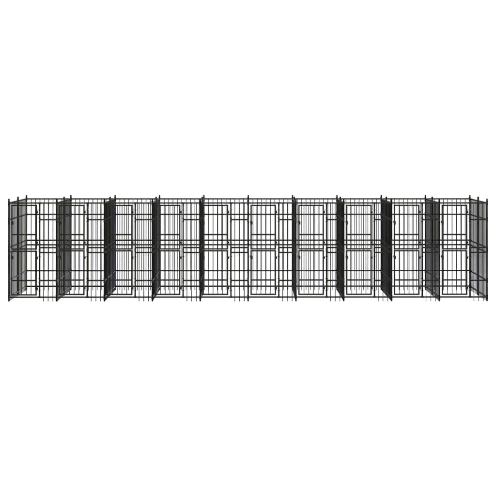 Dog Kennel Black Powder-coated steel 198.5 sq ft Durable