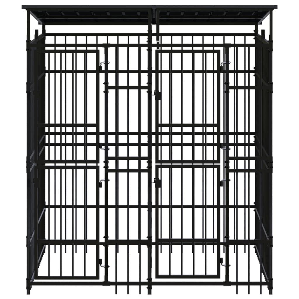Dog Kennel Black Powder-coated steel 39.7 sqft Durable