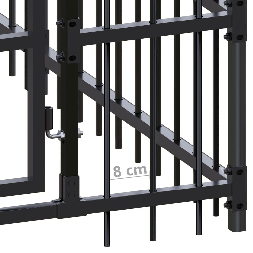 Dog Kennel Black Powder-coated steel 39.7 sqft Durable