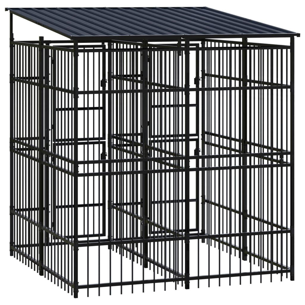 Dog Kennel Black Powder-coated steel 39.7 sqft Durable