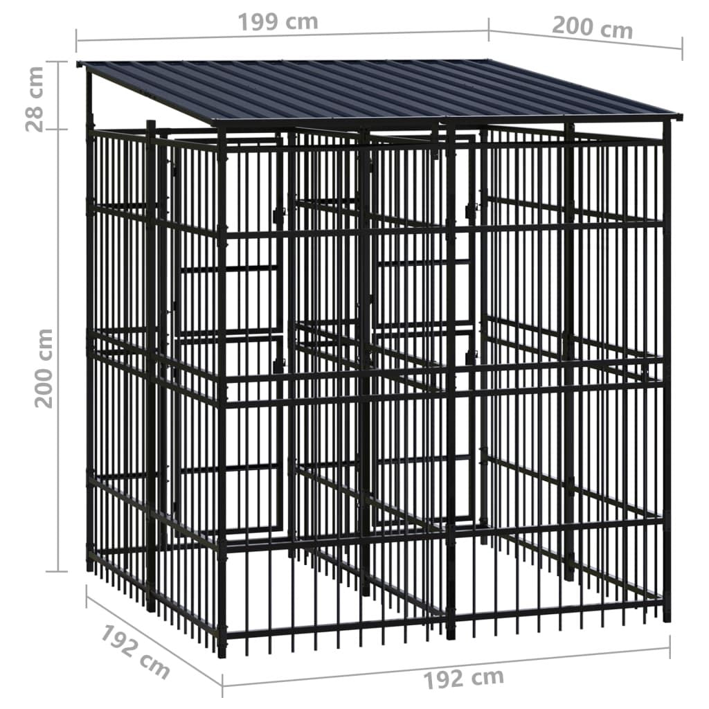 Dog Kennel Black Powder-coated steel 39.7 sqft Durable