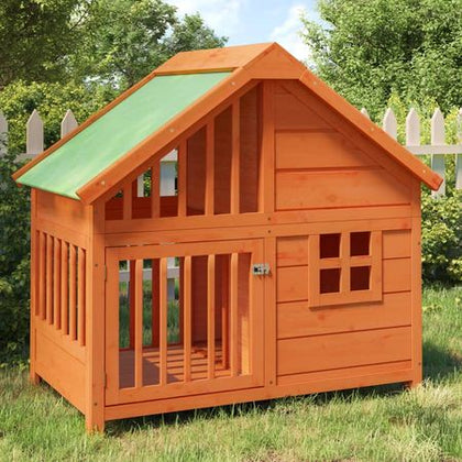 Dog Kennel Brown 37.8"x23.8"x34.3" Solid Wood Pine