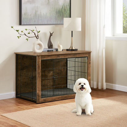 Stylish Wooden Dog Crate End Table – A Cozy Den & Furniture in One