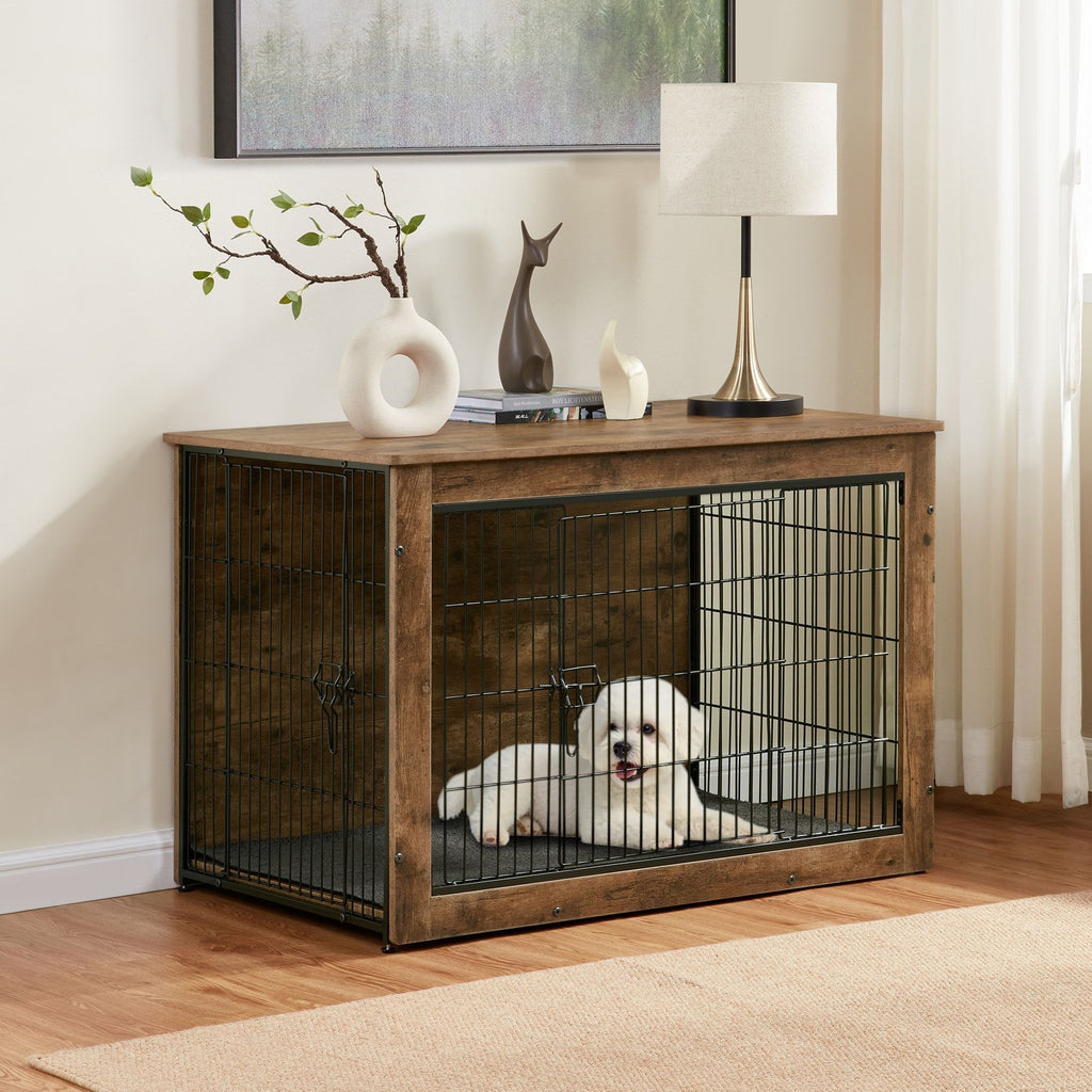 Stylish Wooden Dog Crate End Table – A Cozy Den & Furniture in One