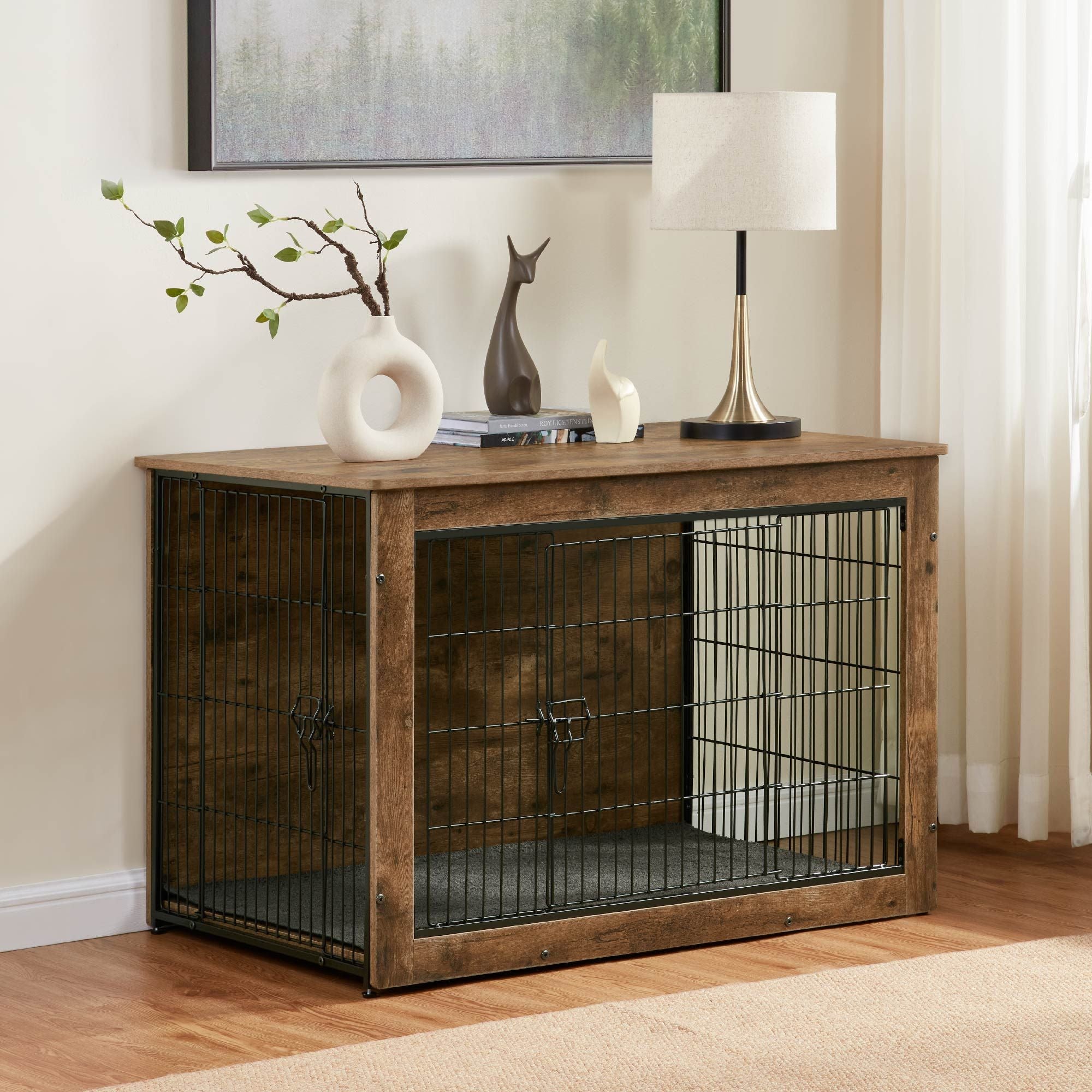 Stylish Wooden Dog Crate End Table – A Cozy Den & Furniture in One
