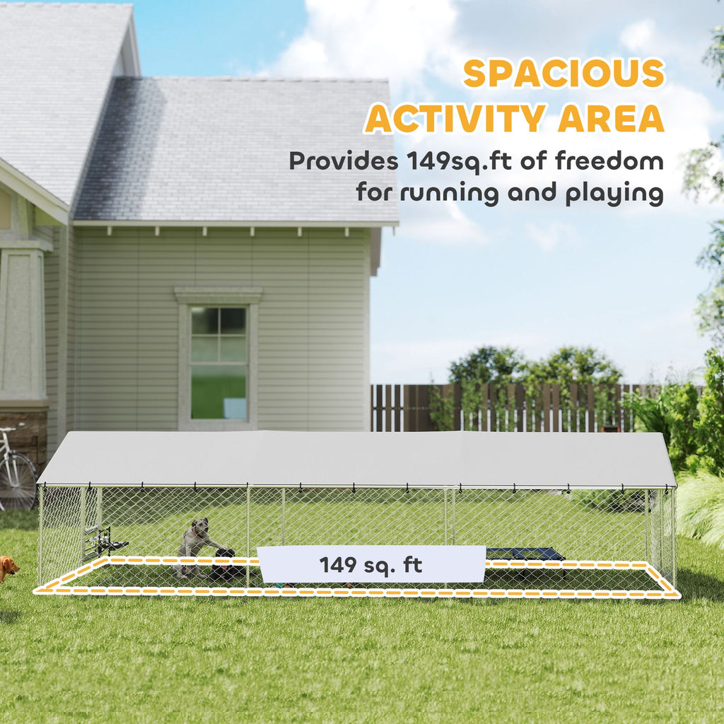 Outdoor Dog Kennel with Lockable Door & Adjustable Bowls