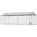Spacious Outdoor Dog Kennel with Lockable Door, Adjustable Bowls & UV Cover