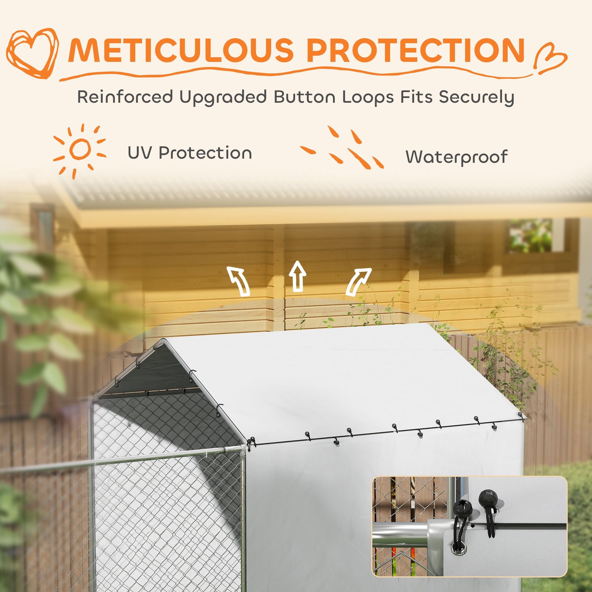 Large 99 Sq Dog Kennel with water-ready Cover & Rotating Bowls