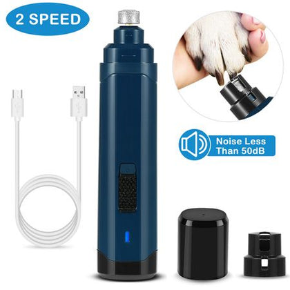 Quiet 2-Speed Dog Nail Grinder - USB Rechargeable & Cordless