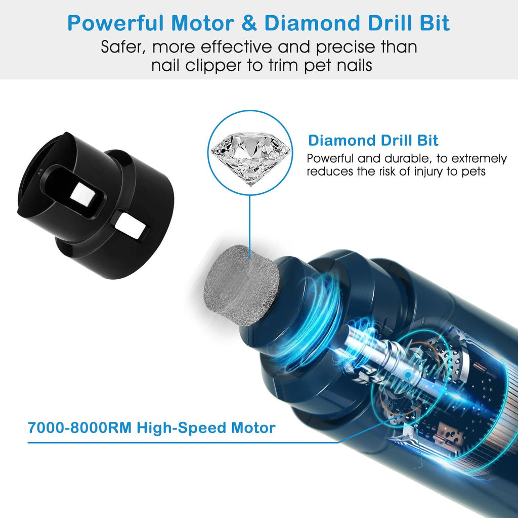 Quiet 2-Speed Dog Nail Grinder - USB Rechargeable & Cordless