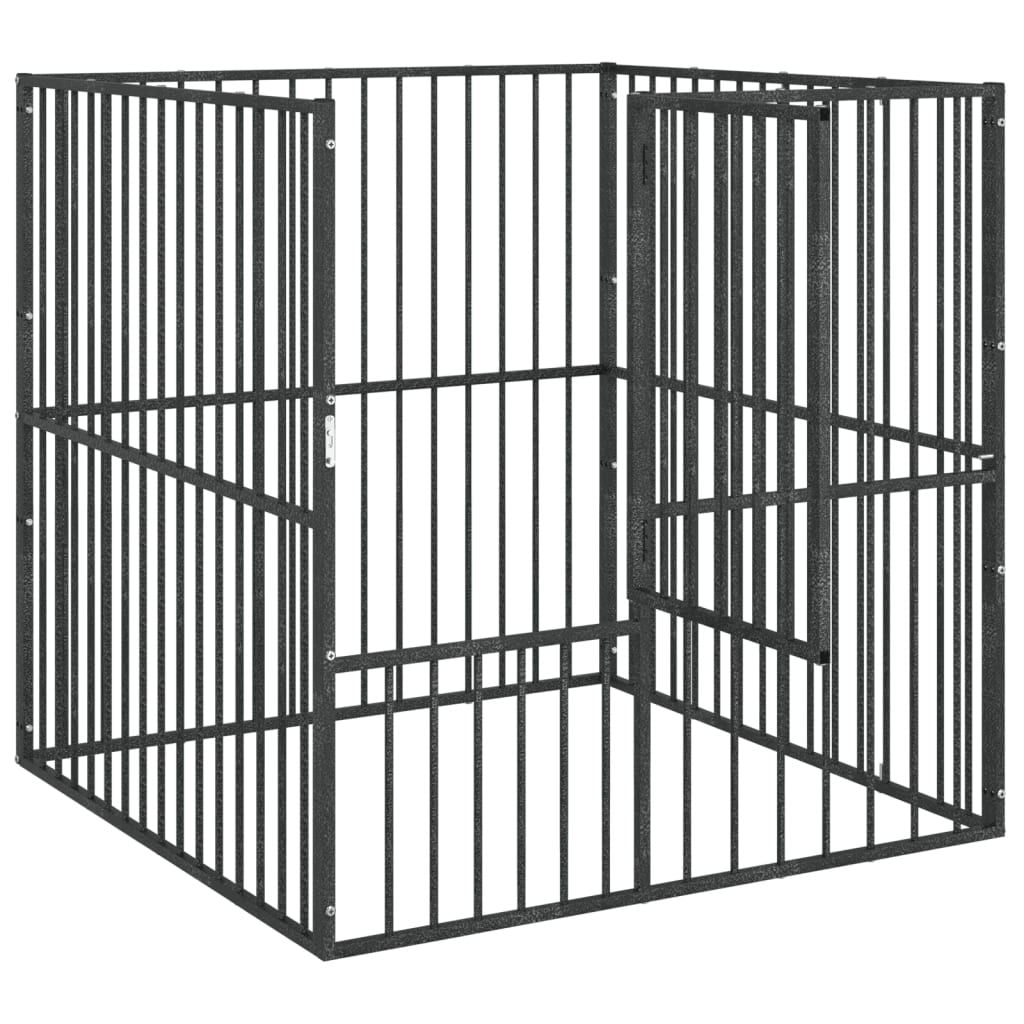 Black Galvanized structured Dog Playpen – 4 Panel Outdoor Enclosure