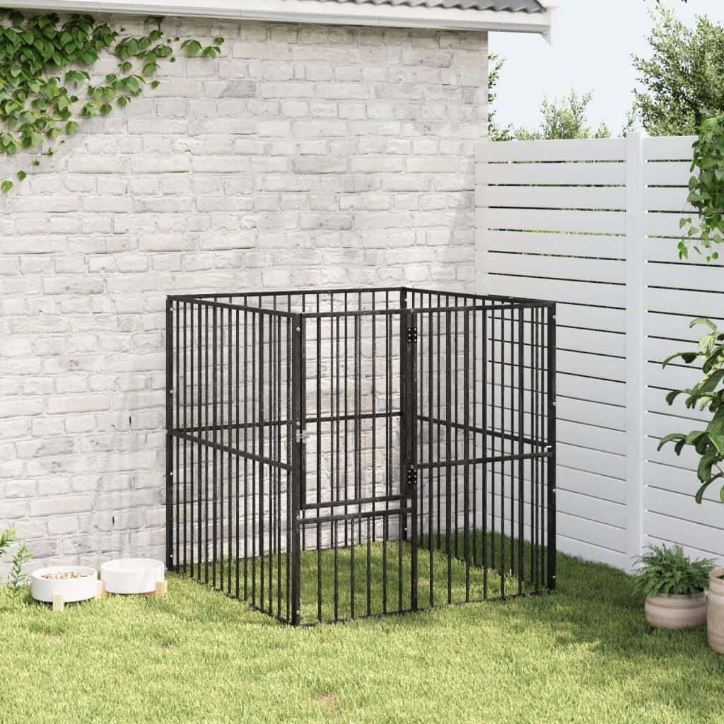 Black Galvanized structured Dog Playpen – 4 Panel Outdoor Enclosure