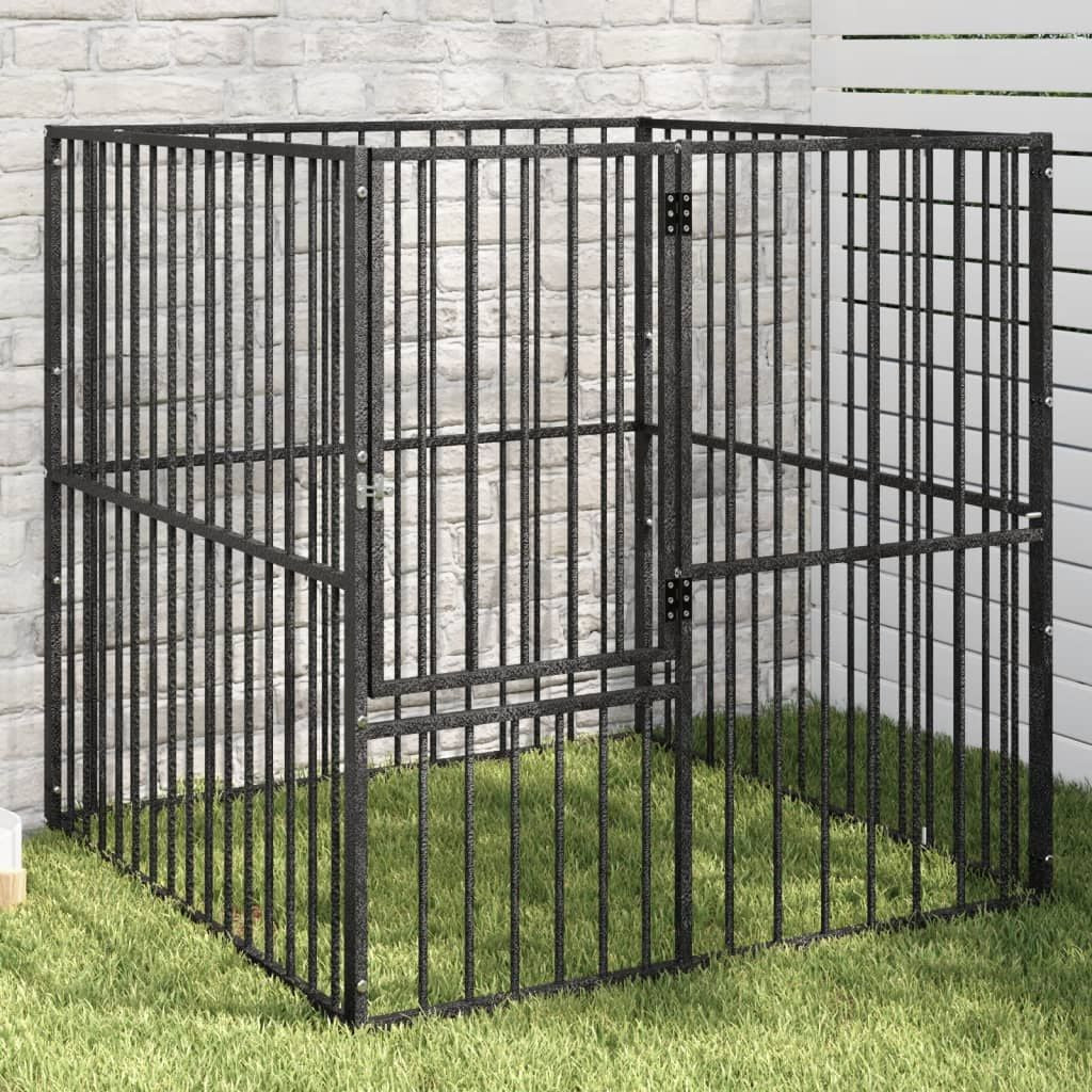 Black Galvanized structured Dog Playpen – 4 Panel Outdoor Enclosure