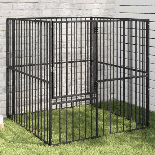 Black Galvanized structured Dog Playpen – 4 Panel Outdoor Enclosure