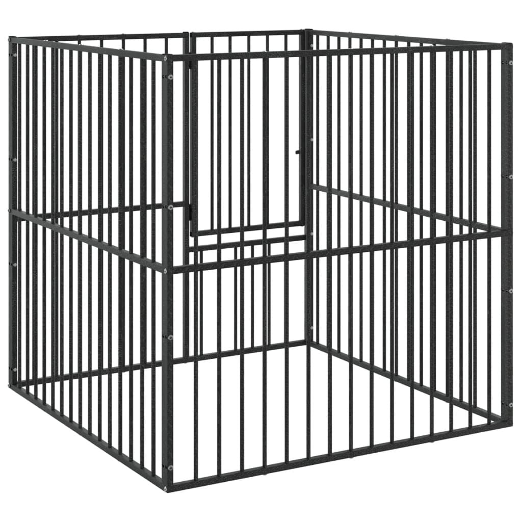 Black Galvanized structured Dog Playpen – 4 Panel Outdoor Enclosure