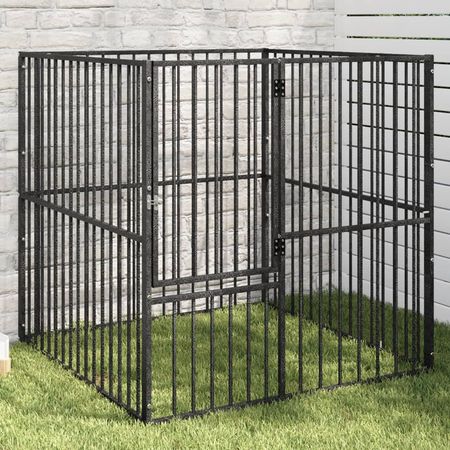 Black Galvanized structured Dog Playpen – 4 Panel Outdoor Enclosure