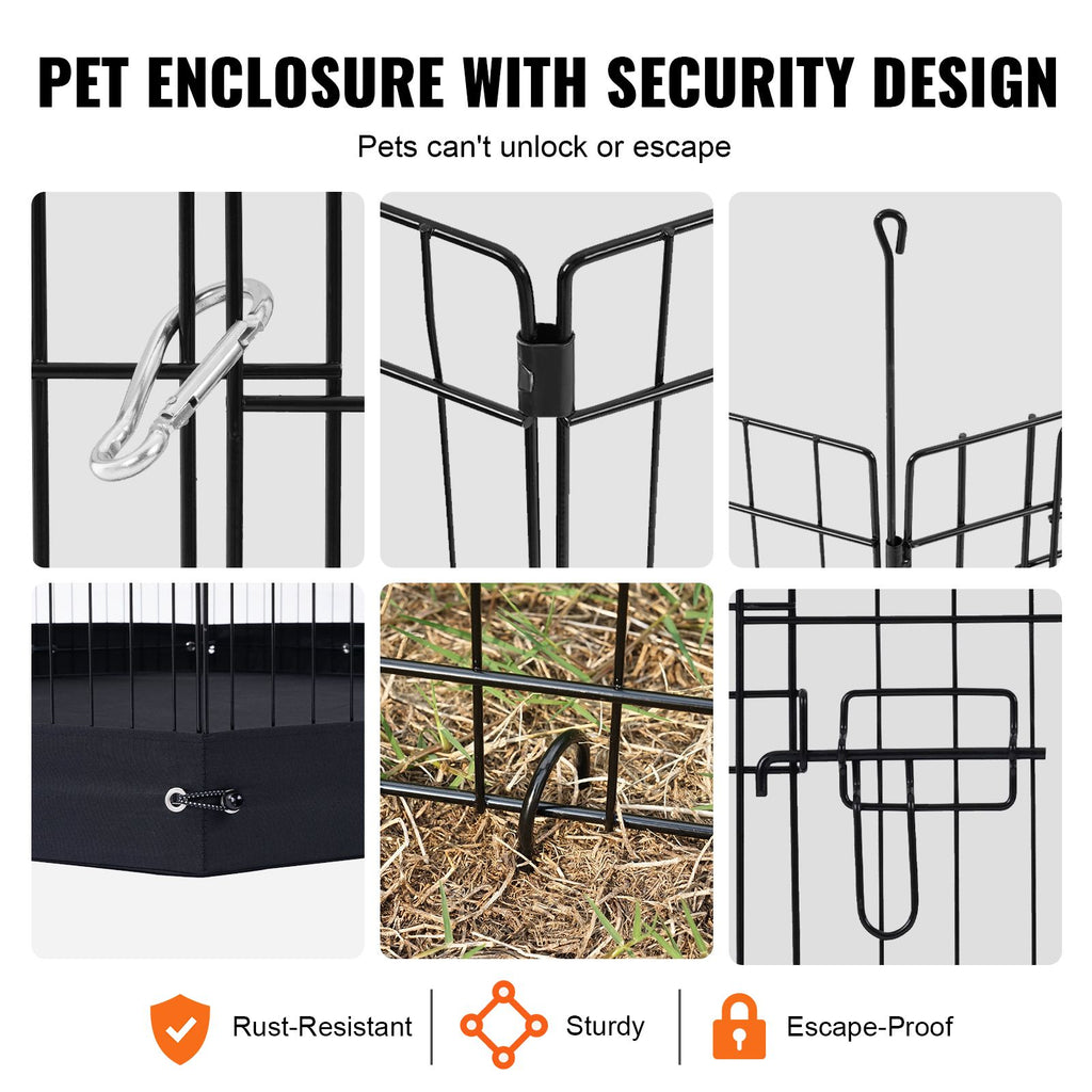 Dog Playpen, 4 Pcs 24 x 36 in Panels Foldable Metal Pet Exercise Pen, Dog Fence Indoor and Outdoor Pen with Door and 600D Oxford Fabric Bottom Pad, for Dogs, Cats and Other Small Animals