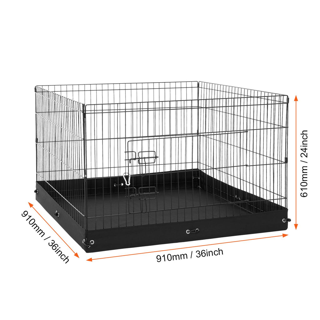 Dog Playpen, 4 Pcs 24 x 36 in Panels Foldable Metal Pet Exercise Pen, Dog Fence Indoor and Outdoor Pen with Door and 600D Oxford Fabric Bottom Pad, for Dogs, Cats and Other Small Animals